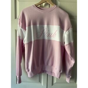 NWOT - Victoria’s Secret PINK Varsity Sweatshirt in Baby Pink w/Logo - Small